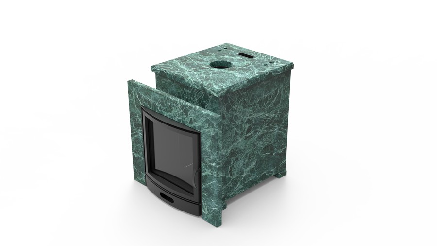 Печь в облицовке из натурального камня Genesis GN 500 облицовка закрытая плоская пироксенит-элит фото в Санкт-Петербурге