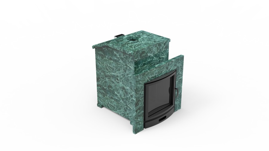 Печь в облицовке из натурального камня Genesis GN 500 облицовка закрытая со скосом талькохлорит-шлифовка фото в Санкт-Петербурге