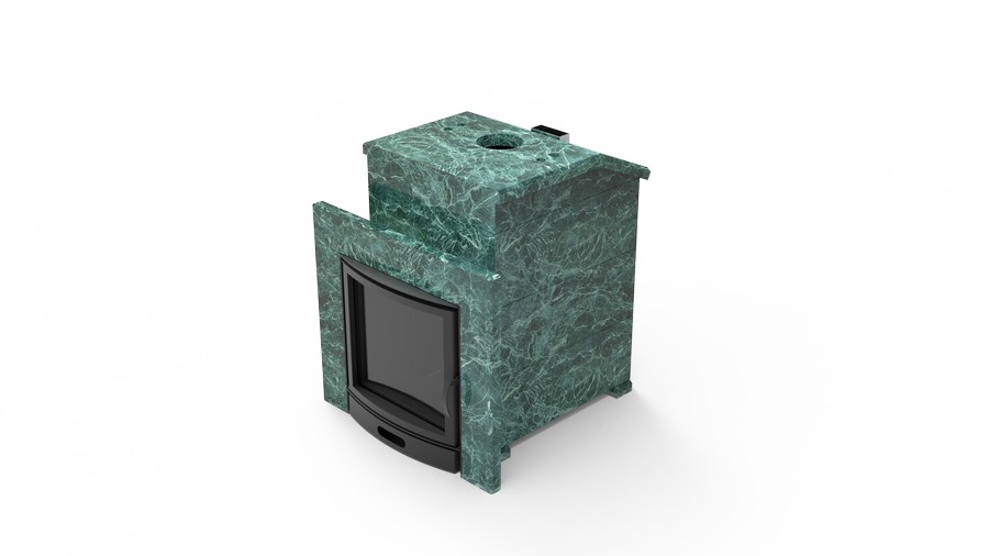 Печь в облицовке из натурального камня Genesis GN 500 облицовка закрытая со скосом талькохлорит-шлифовка фото в Санкт-Петербурге