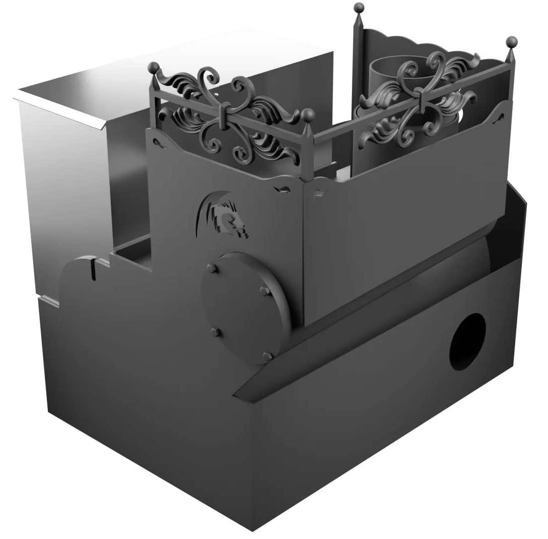 Печь Горыныч 3, каменка с левой стороны, большая дверь со стеклом, система воздушного отопления фото в Санкт-Петербурге Печь Горыныч 3, каменка с левой стороны, большая дверь со стеклом, система воздушного отопления фото в Санкт-Петербурге