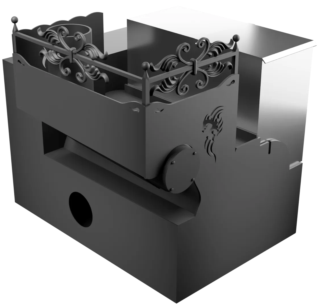 Печь Горыныч 3, каменка с правой стороны, малая дверь со стеклом, система воздушного отопления с порталом фото в Санкт-Петербурге Печь Горыныч 3, каменка с правой стороны, малая дверь со стеклом, система воздушного отопления с порталом фото в Санкт-Петербурге