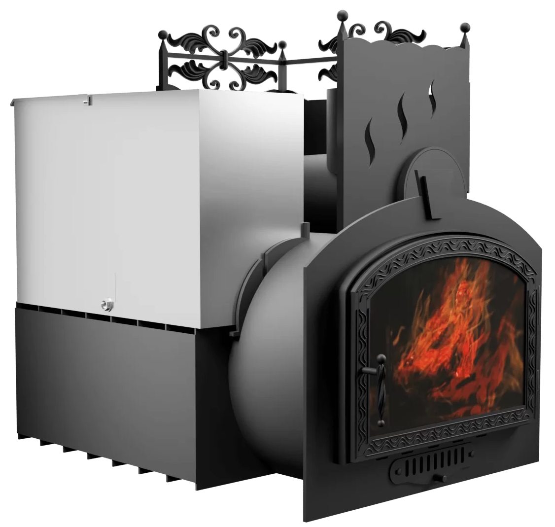 Печь Горыныч 3 с конвекцией, каменка с правой стороны, большая дверь со стеклом фото в Санкт-Петербурге Печь Горыныч 3 с конвекцией, каменка с правой стороны, большая дверь со стеклом фото в Санкт-Петербурге