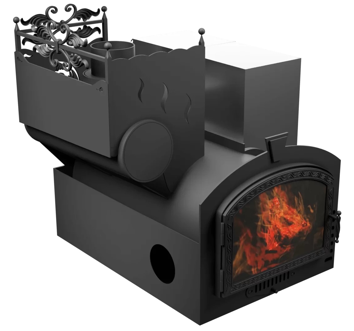 Печь Горыныч 3, каменка с левой стороны, большая дверь со стеклом, система воздушного отопления фото в Санкт-Петербурге Печь Горыныч 3, каменка с левой стороны, большая дверь со стеклом, система воздушного отопления фото в Санкт-Петербурге