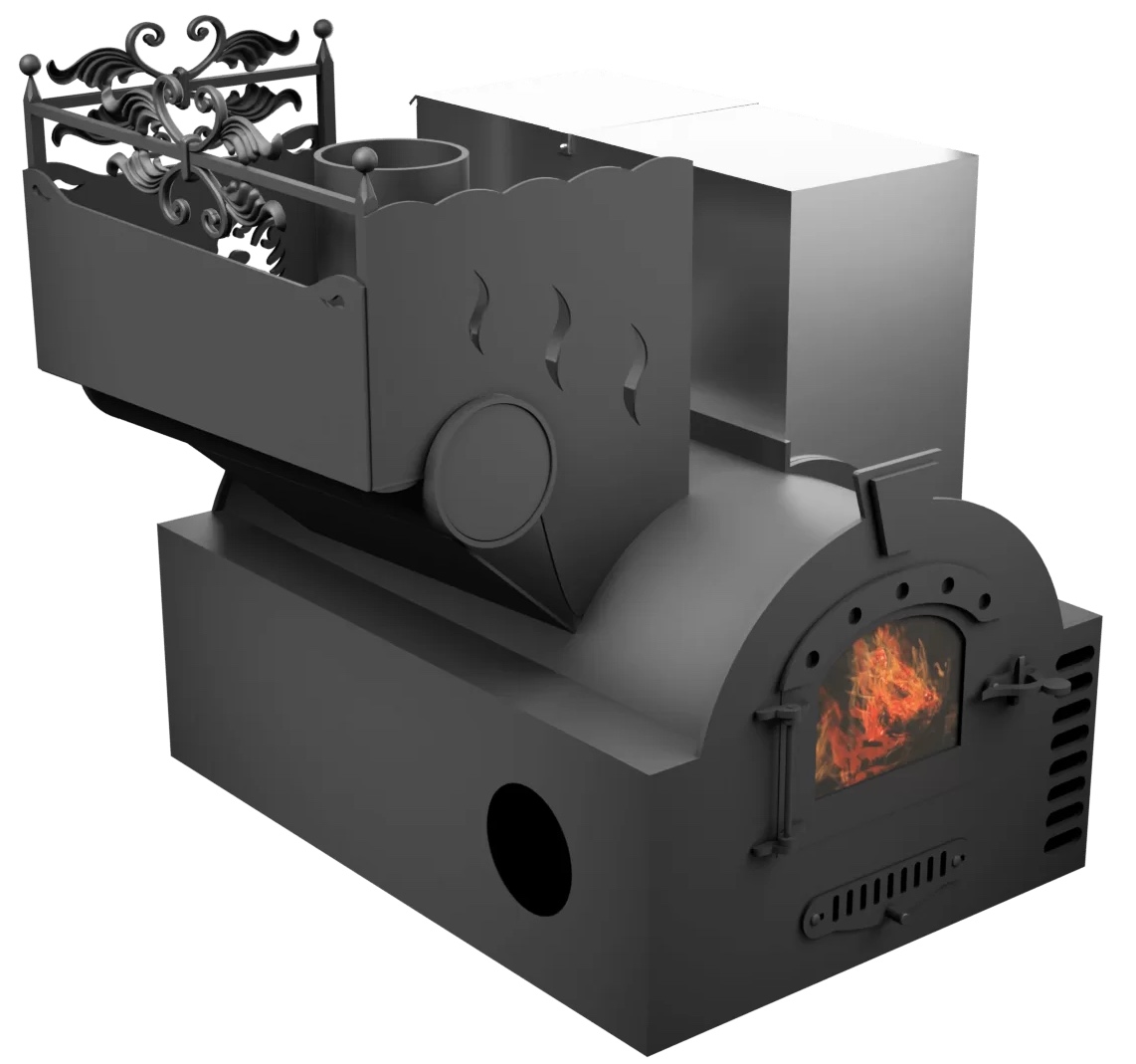 Печь Горыныч 3, каменка с левой стороны, малая дверь со стеклом, система воздушного отопления фото в Санкт-Петербурге Печь Горыныч 3, каменка с левой стороны, малая дверь со стеклом, система воздушного отопления фото в Санкт-Петербурге
