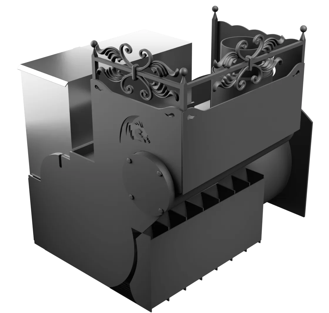 Печь Горыныч 3 с конвекцией, каменка с левой стороны, большая дверь со стеклом фото в Санкт-Петербурге Печь Горыныч 3 с конвекцией, каменка с левой стороны, большая дверь со стеклом фото в Санкт-Петербурге
