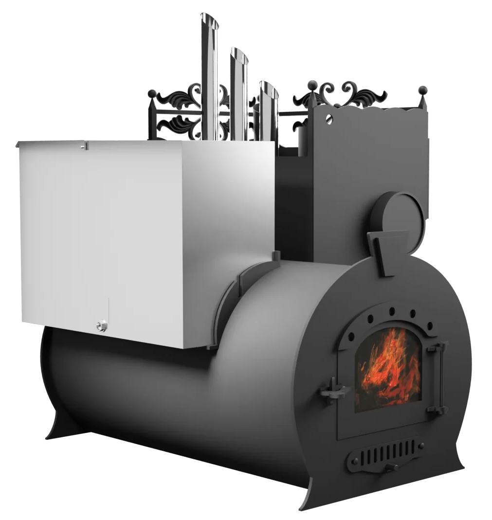 Печь Горыныч 3, каменка закрытая с парогенератором с правой стороны, малая дверь со стеклом фото в Санкт-Петербурге Печь Горыныч 3, каменка закрытая с парогенератором с правой стороны, малая дверь со стеклом фото в Санкт-Петербурге