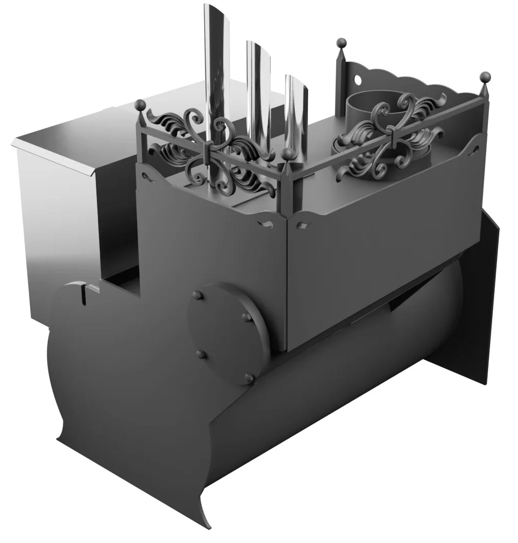 Печь Горыныч 3, каменка закрытая с парогенератором с левой стороны, большая дверь со стеклом фото в Санкт-Петербурге Печь Горыныч 3, каменка закрытая с парогенератором с левой стороны, большая дверь со стеклом фото в Санкт-Петербурге