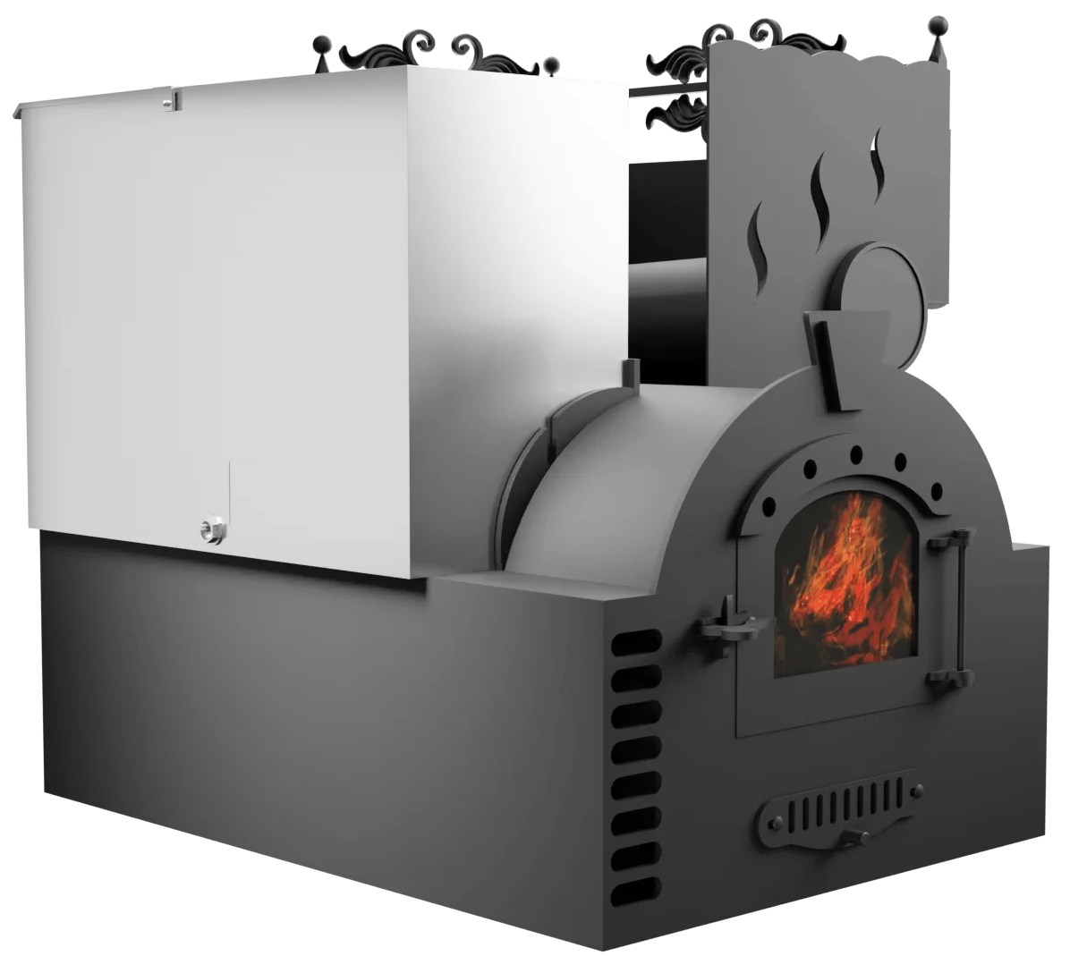 Печь Горыныч 3, каменка с правой стороны, малая дверь со стеклом, система воздушного отопления фото в Санкт-Петербурге Печь Горыныч 3, каменка с правой стороны, малая дверь со стеклом, система воздушного отопления фото в Санкт-Петербурге