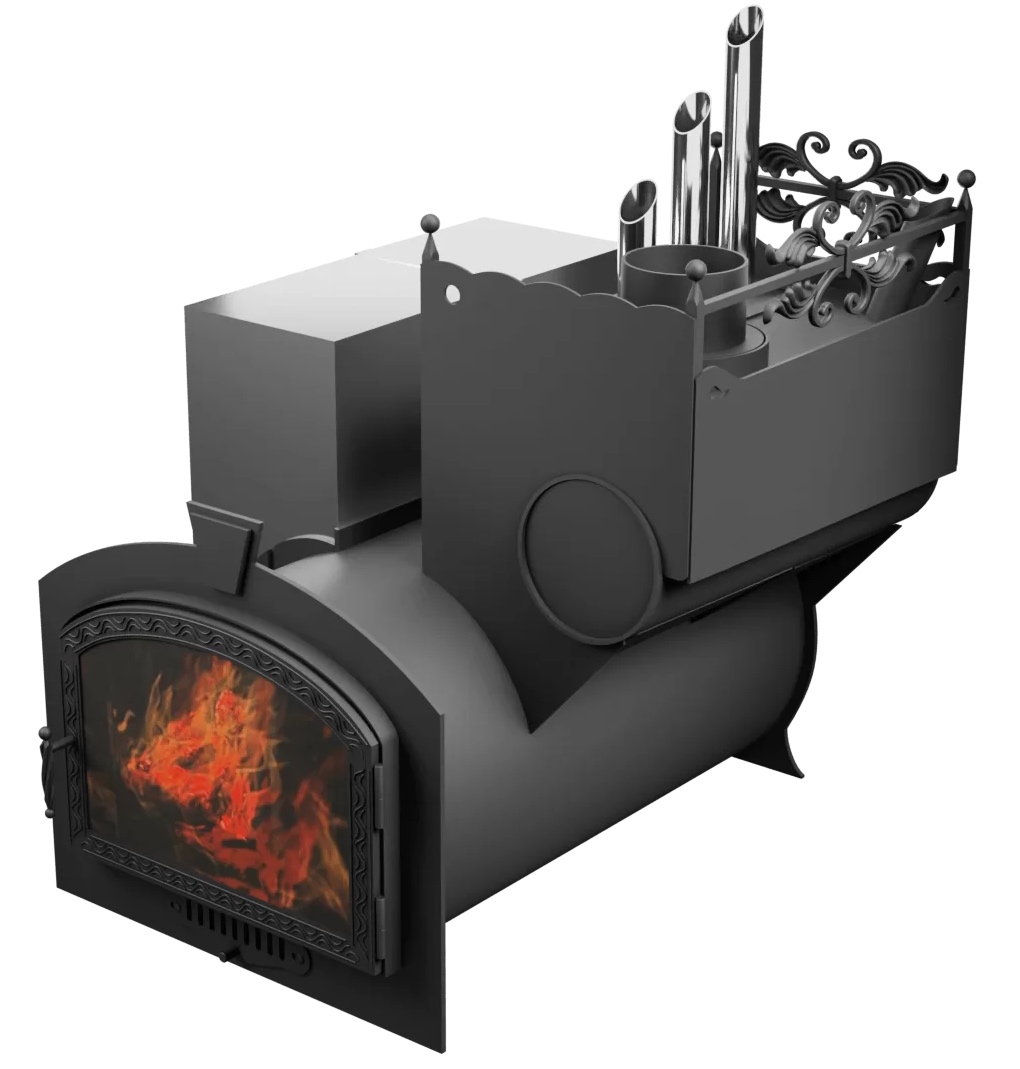 Печь Горыныч 3, каменка закрытая с парогенератором с правой стороны, большая дверь со стеклом фото в Санкт-Петербурге Печь Горыныч 3, каменка закрытая с парогенератором с правой стороны, большая дверь со стеклом фото в Санкт-Петербурге