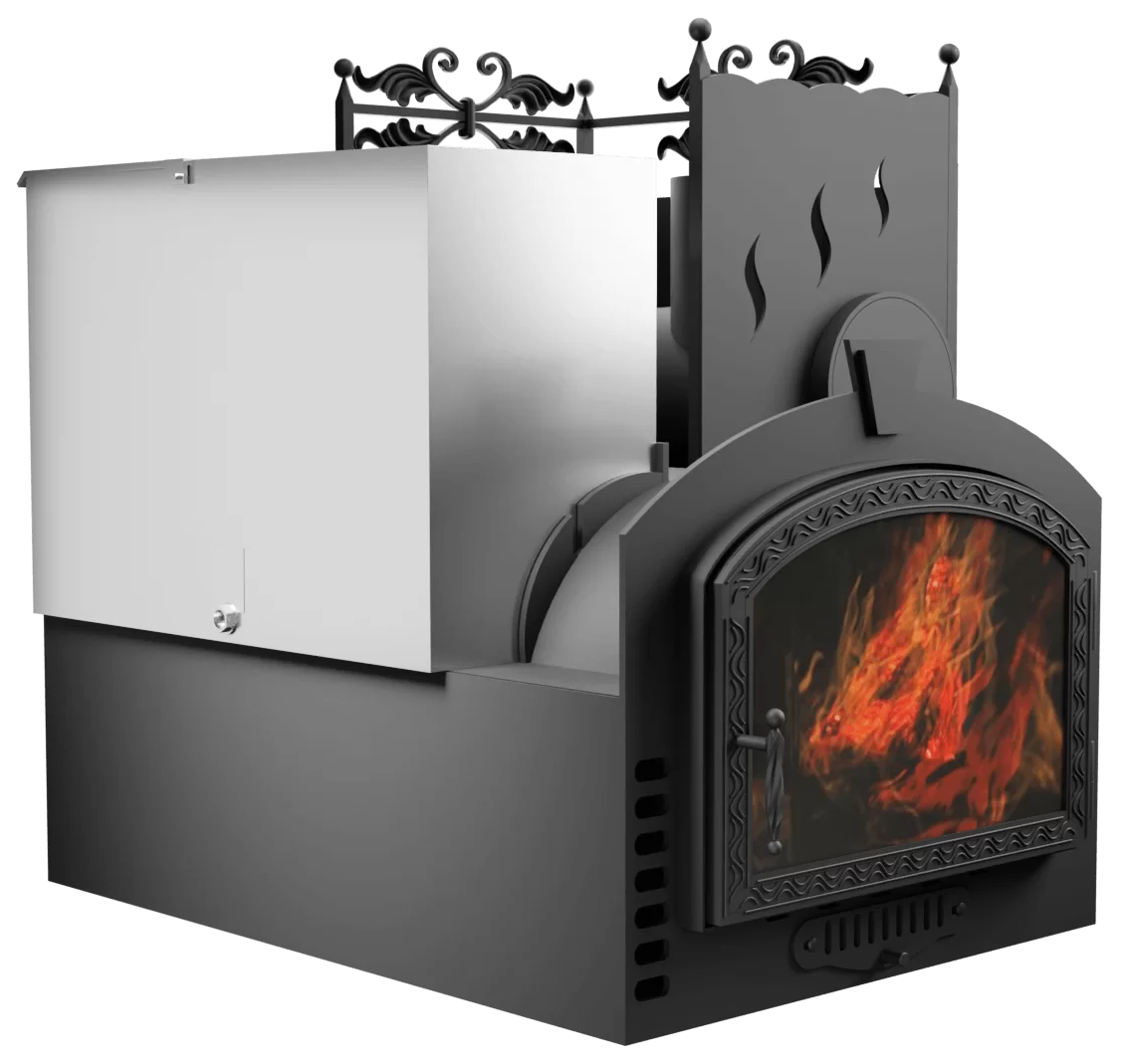 Печь Горыныч 3, каменка с правой стороны, большая дверь со стеклом, система воздушного отопления фото в Санкт-Петербурге Печь Горыныч 3, каменка с правой стороны, большая дверь со стеклом, система воздушного отопления фото в Санкт-Петербурге